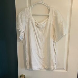 Square neck gauze shirt